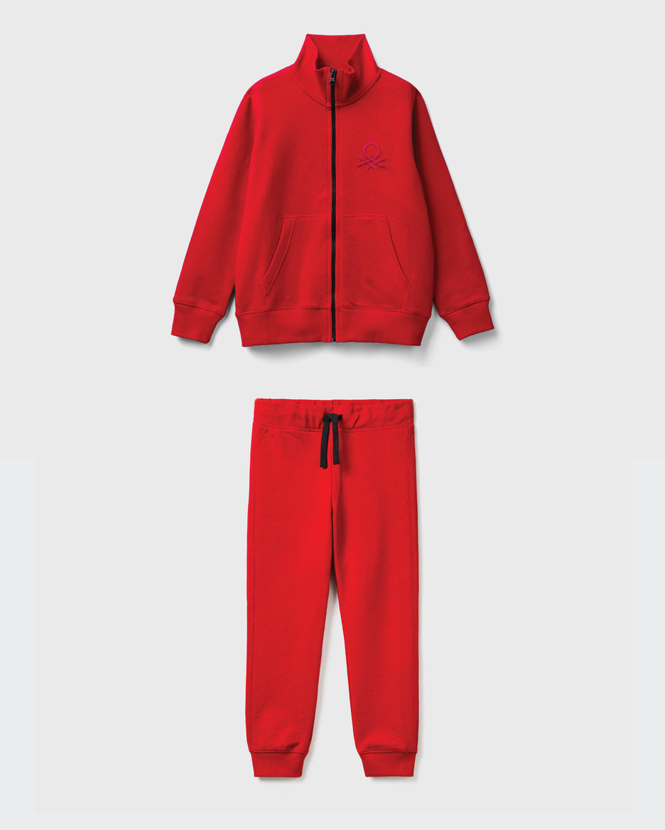 100% Cotton Zip-Up Sweatshirt Tracksuit With &quot;Be&quot; Embroidery_01