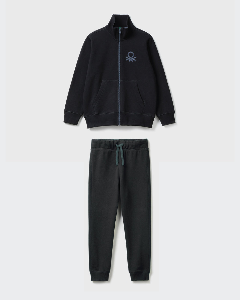 100% Cotton Zip-Up Sweatshirt Tracksuit With &quot;Be&quot; Embroidery_01