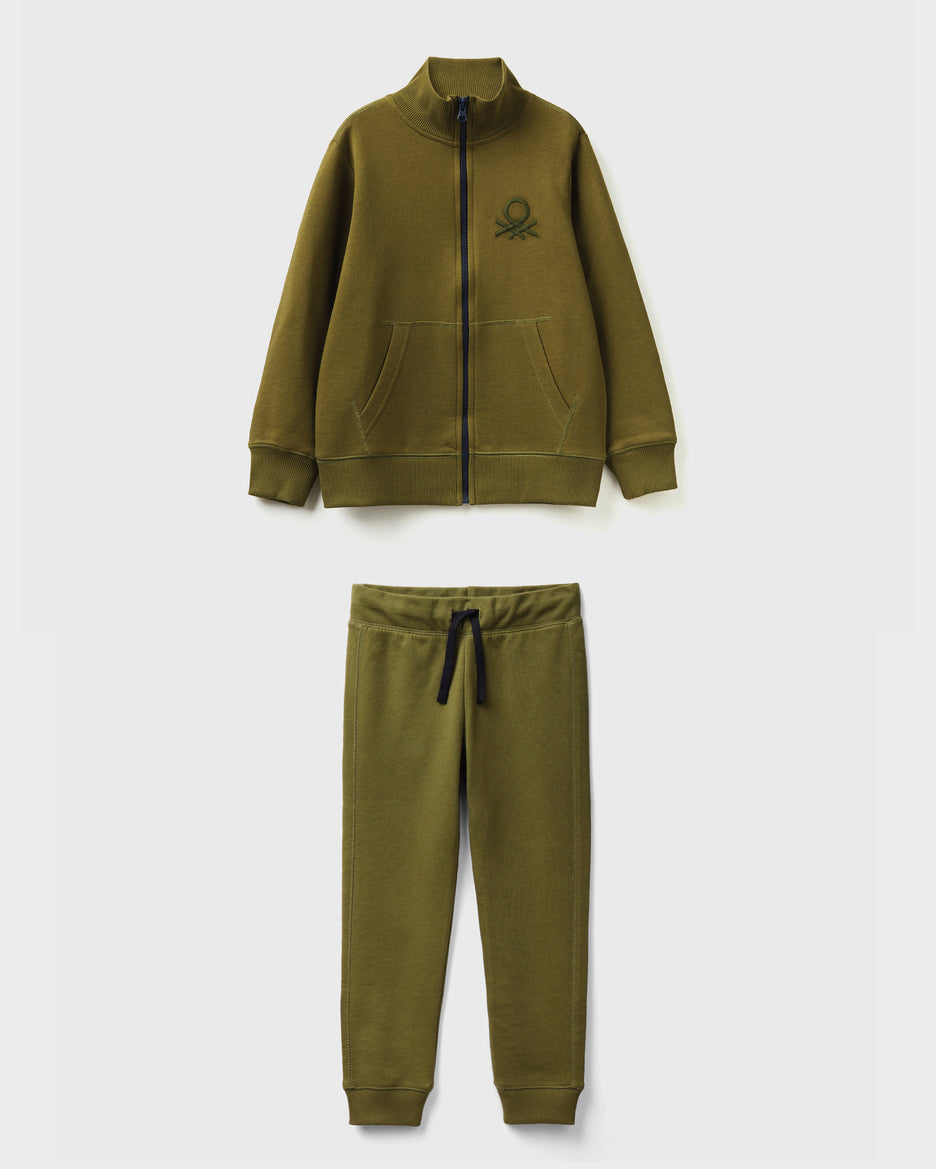 Pure Cotton Zip-Up Sweatshirt Tracksuit With Logo_01