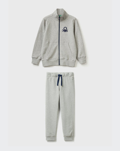 100% Cotton Zip-Up Sweatshirt Tracksuit With &quot;Be&quot; Embroidery_01