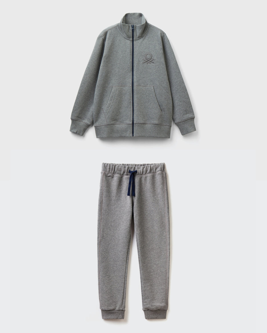 Pure Cotton Zip-Up Sweatshirt Tracksuit With Logo_01