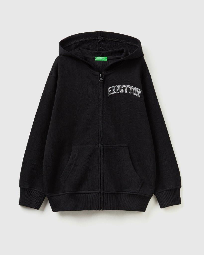 100% Cotton Zip-Up Hoodie Tracksuit With Logo Embroidery _02