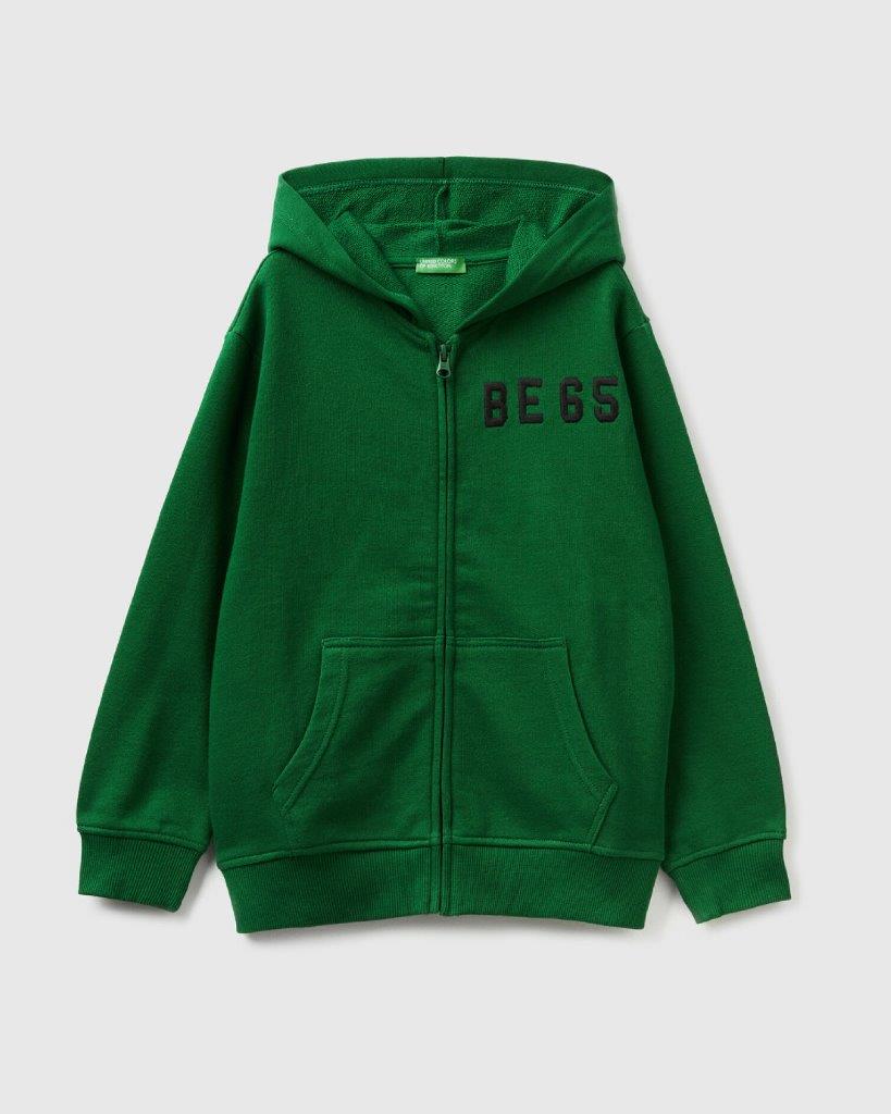 100% Cotton Zip-Up Hoodie Tracksuit With Logo Embroidery _02