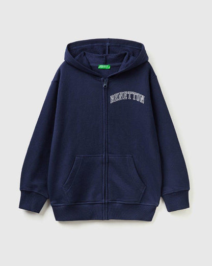 100% Cotton Zip-Up Hoodie Tracksuit With Logo Embroidery _02