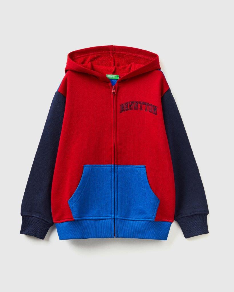 100% Cotton Zip-Up Hoodie Tracksuit With Logo Embroidery _02