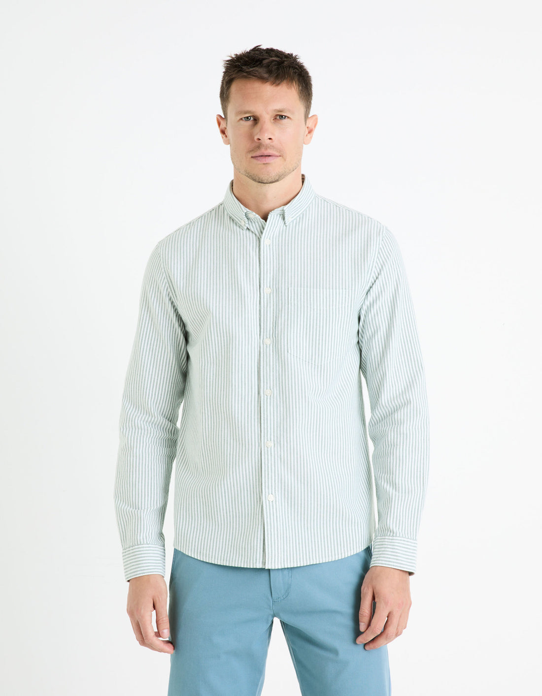 Regular Shirt 100% Cotton Oxford - Green_CAOXFORDY_DARK GREEN_01