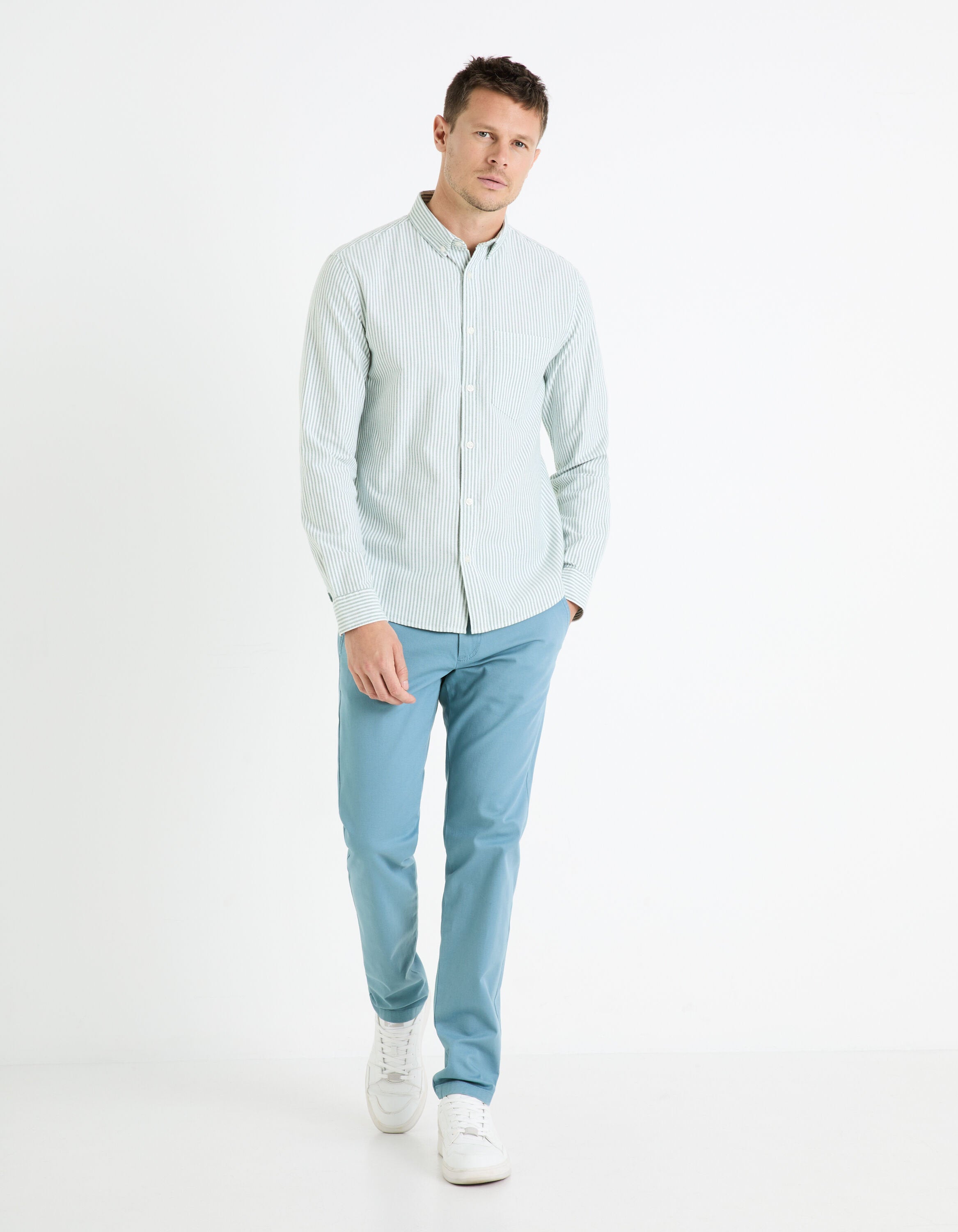 Regular Shirt 100% Cotton Oxford - Green_CAOXFORDY_DARK GREEN_03