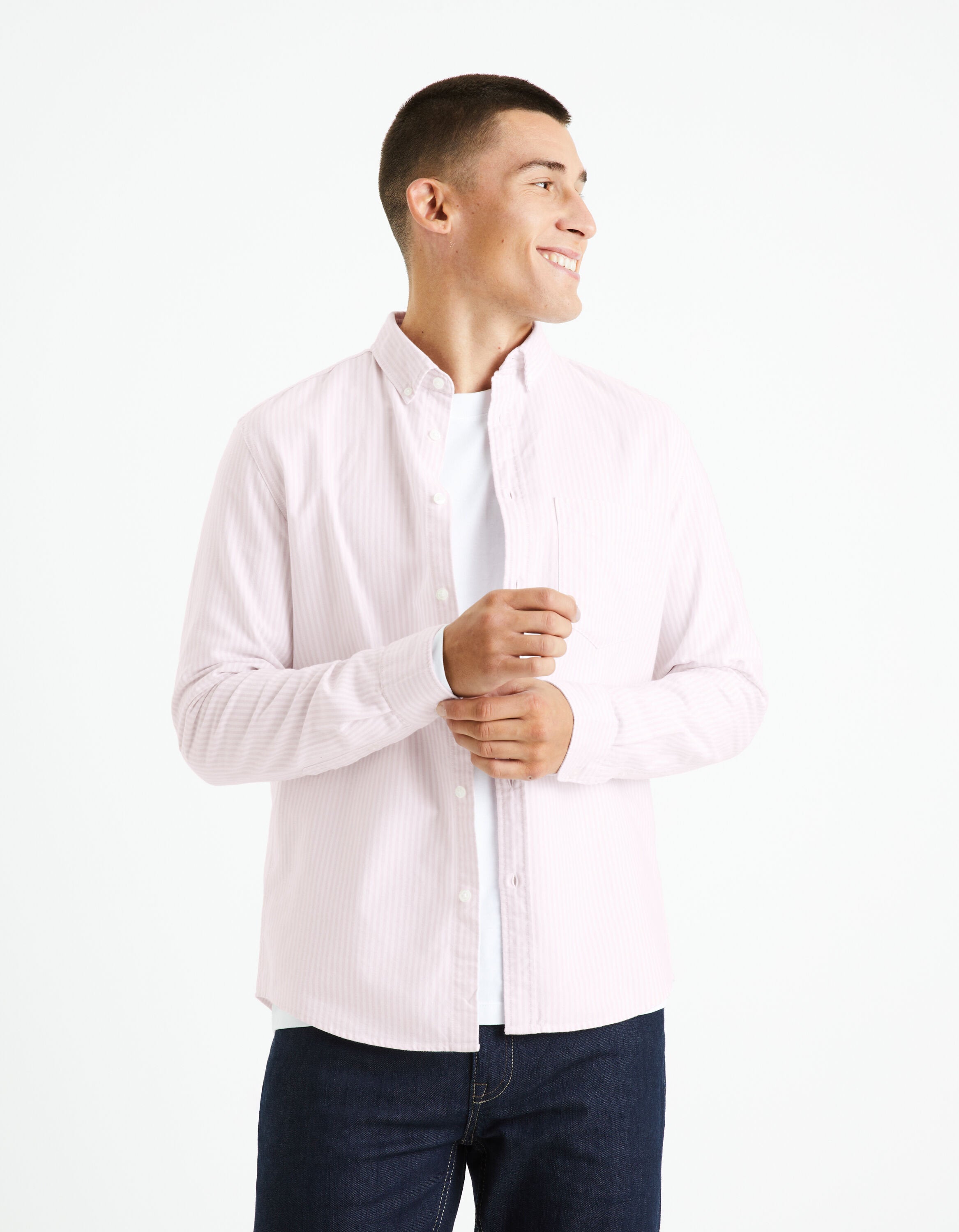 Regular Shirt 100% Oxford Cotton - Pink_CAOXFORDY_LIGHT PINK_01