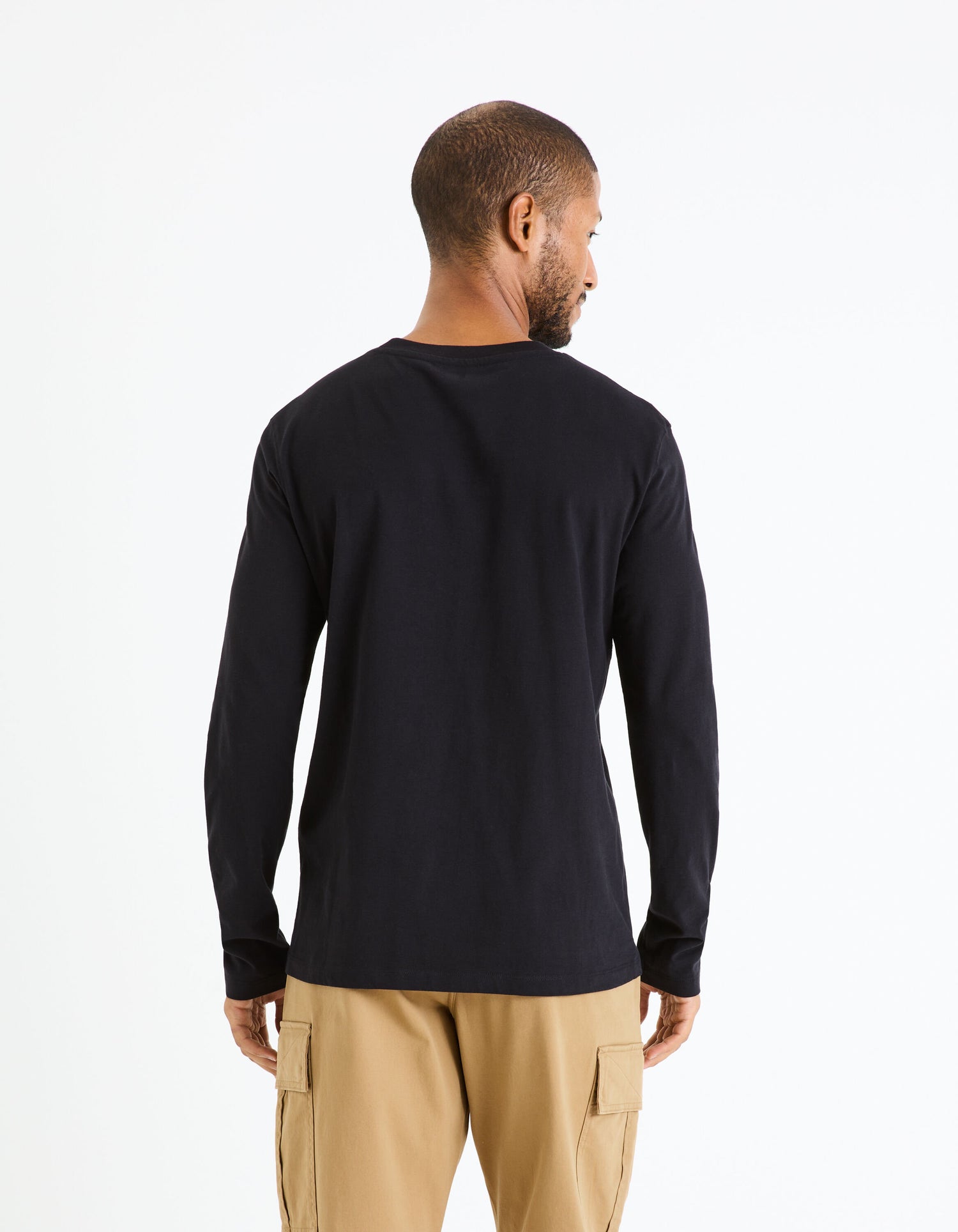 100% Cotton Round Neck T-Shirt - Black_CESOLACEML_BLACK_04