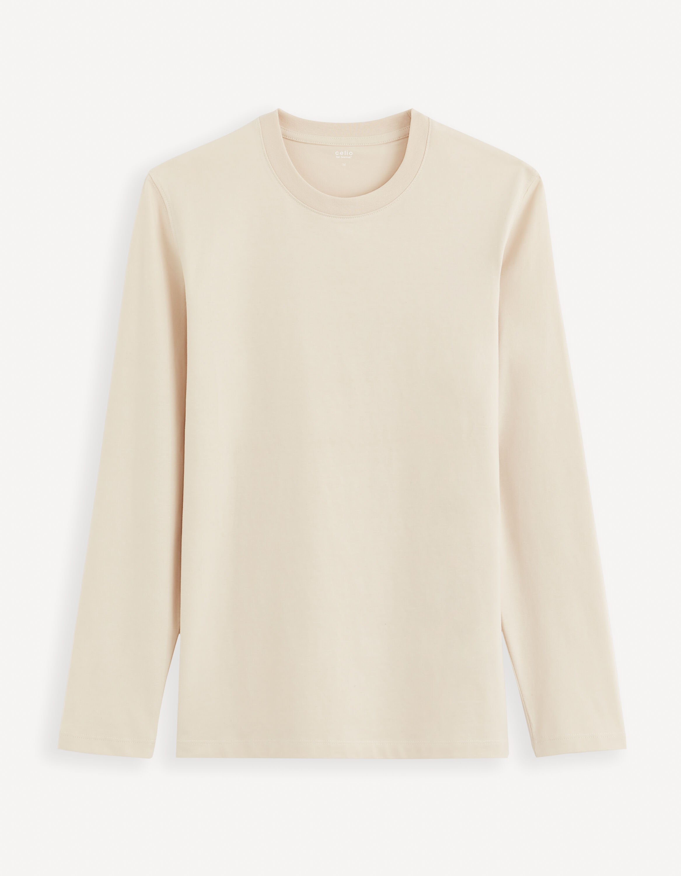 100% Cotton Round Neck T-Shirt - Beige_CESOLACEML_ECRU_02