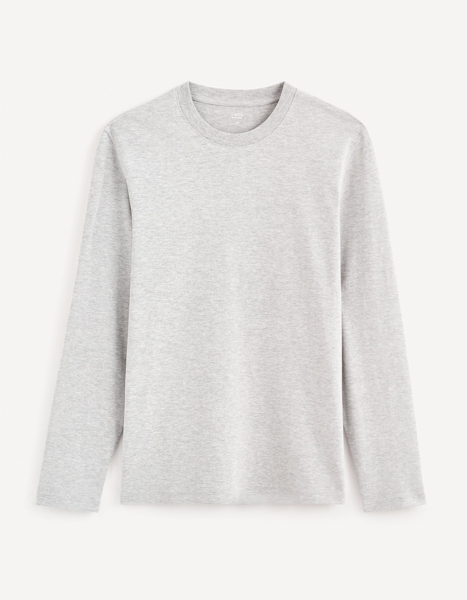 100% Cotton Round Neck T-Shirt - Heather Grey_CESOLACEML_GREY MEL_01