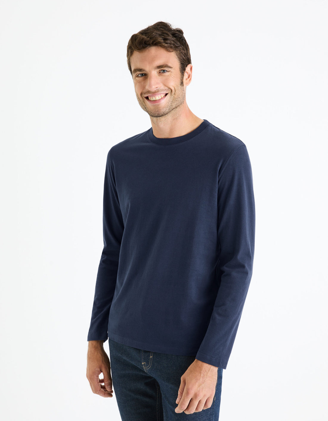 Cotton Round Neck T-Shirt - Navy_CESOLACEML_NAVY_02