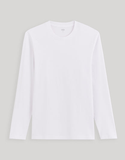 100% Cotton Round Neck T-Shirt - Navy_CESOLACEML_OPTICAL WHITE_01