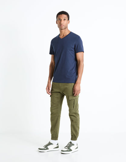 Slim Cargo Pants - Khaki Fonce_COKIT4_KAKI FONCE 02_03