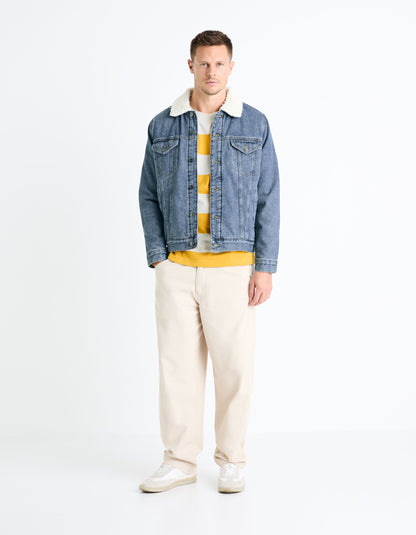 Sherpa Lined Denim Jacket - Stone Blue_CUDENSHERP_BLUE STONE_02