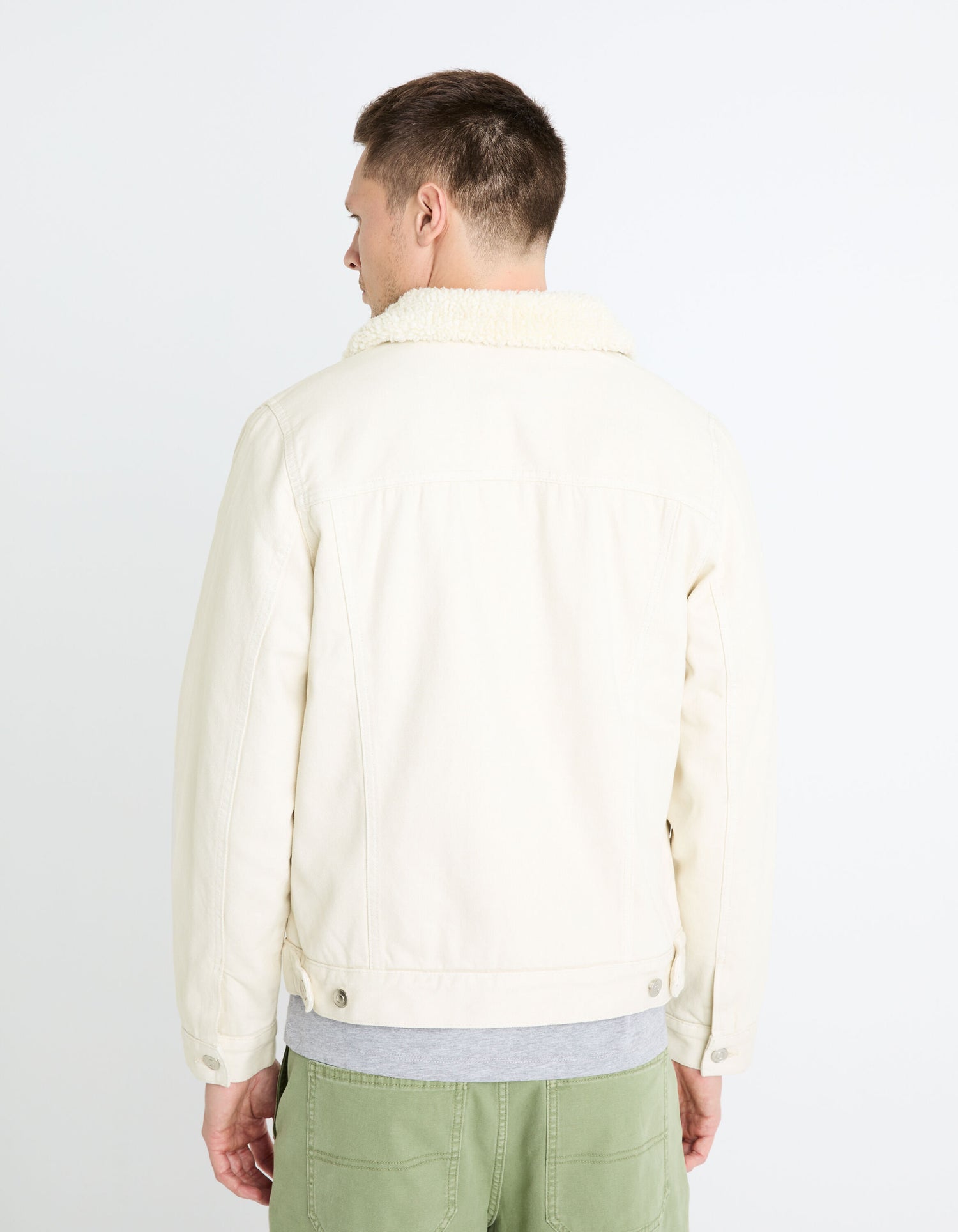 Sherpa Lined Denim Jacket - Ecru_CUDENSHERP_ECRU_04