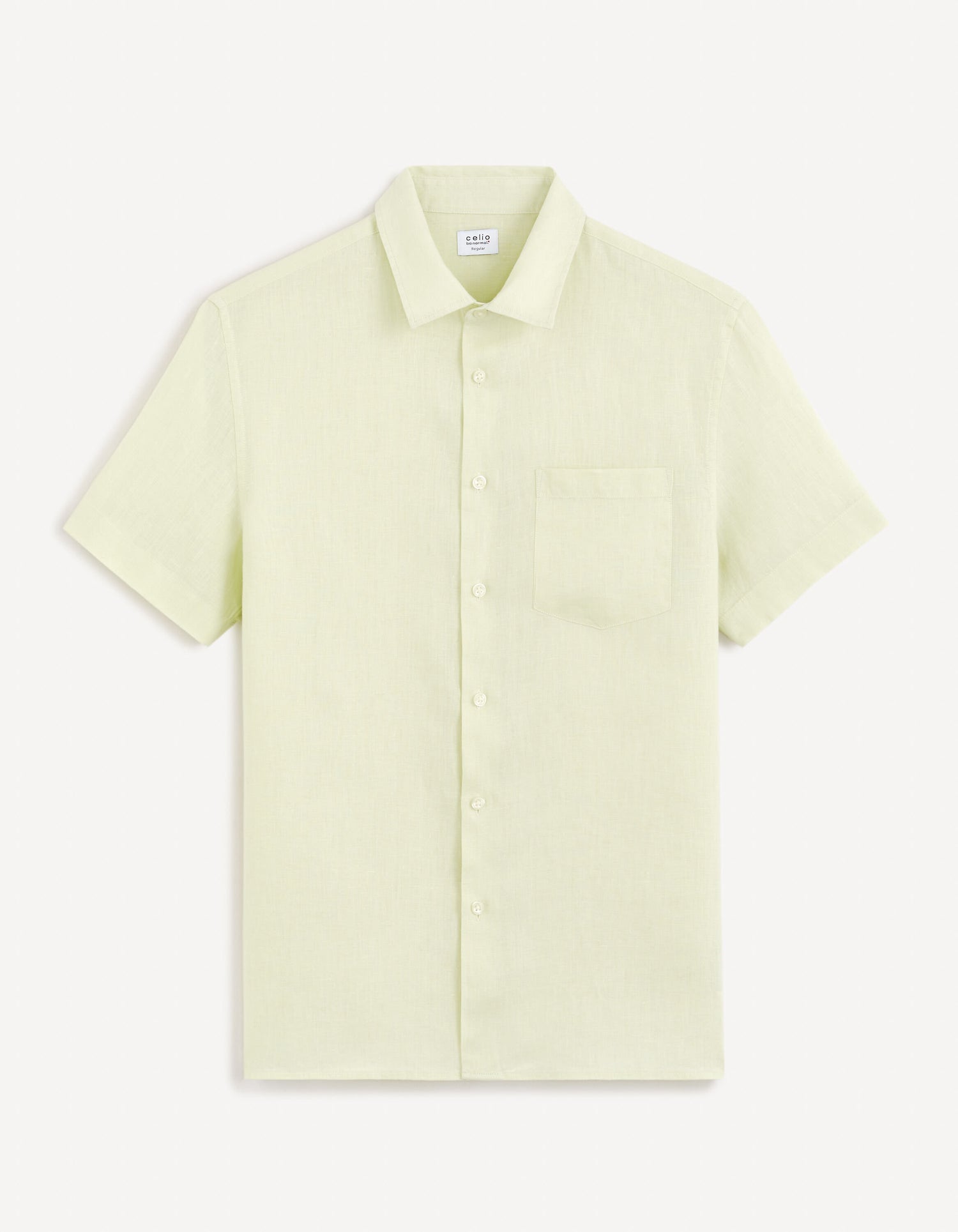 Regular Shirt 100% Linen - Light Green_DAMARLIN_LIGHT GREEN_01