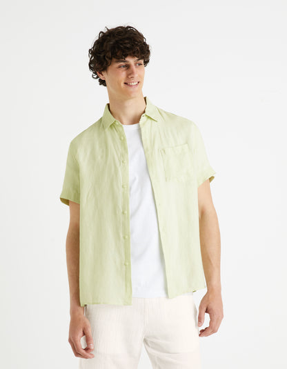 Regular Shirt 100% Linen - Light Green_DAMARLIN_LIGHT GREEN_03