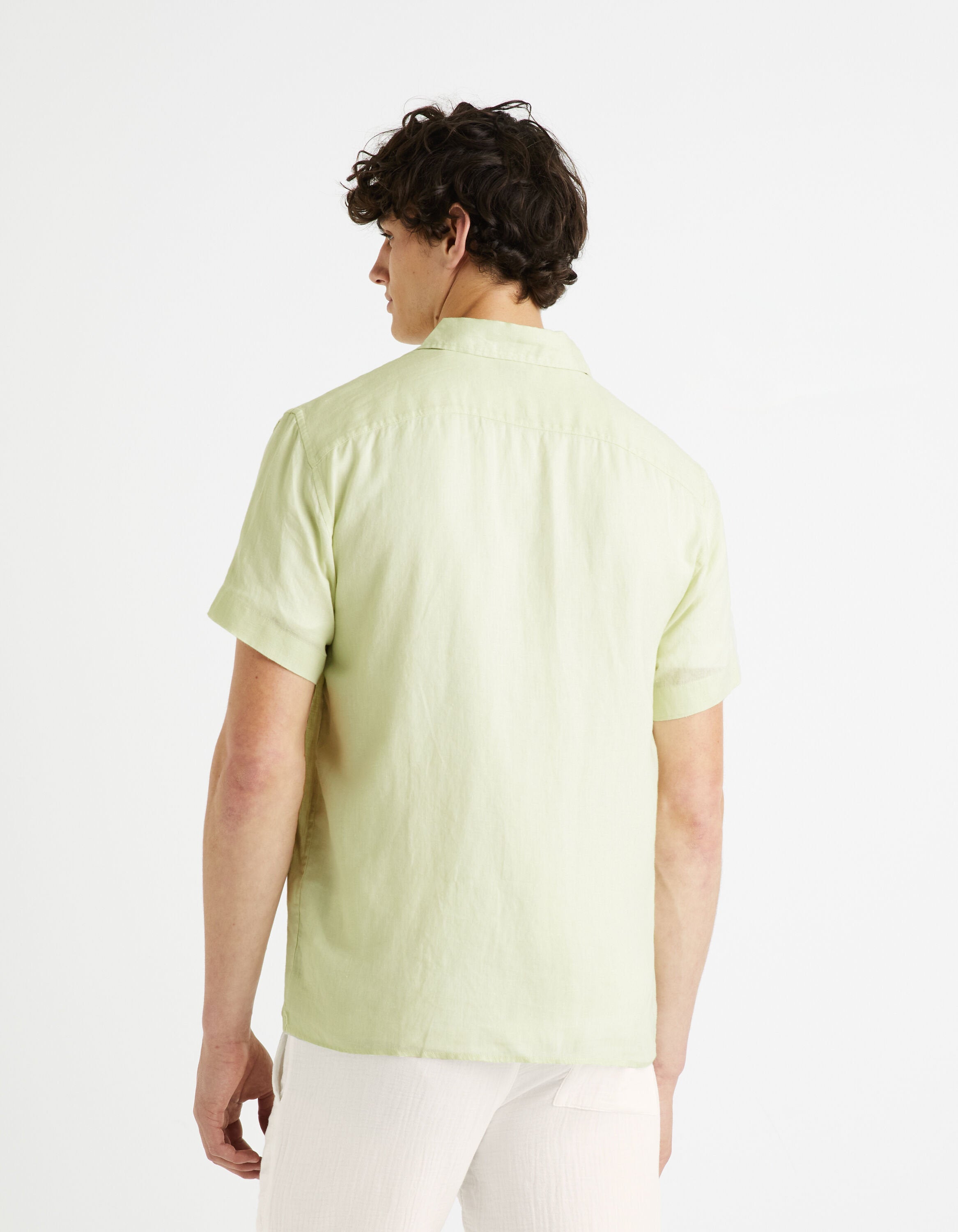Regular Shirt 100% Linen - Light Green_DAMARLIN_LIGHT GREEN_04