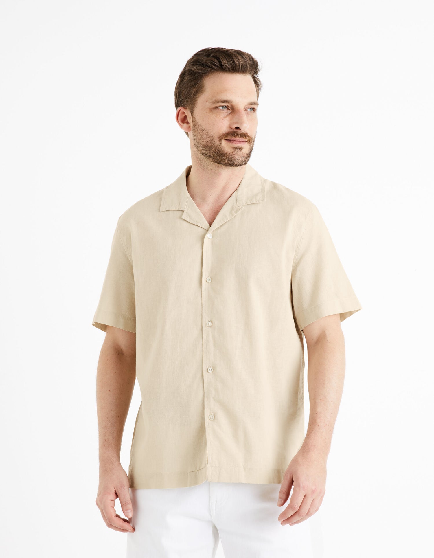 Relax Linen Cotton Shirt - Beige_DAVISCO_BEIGE_01