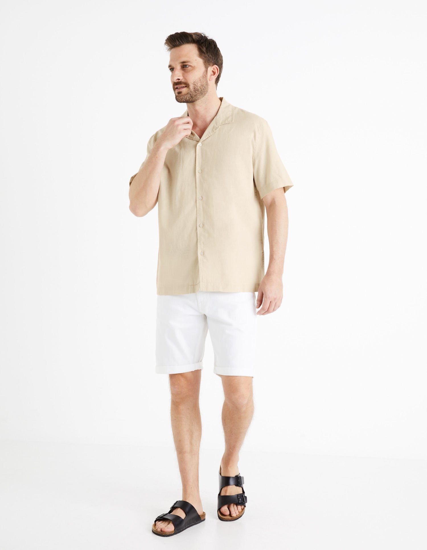 Relax Linen Cotton Shirt - Beige_DAVISCO_BEIGE_03