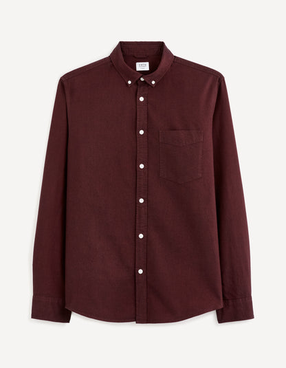 Regular Shirt 100% Oxford Cotton - Burgundy_DAXFORD_BORDEAUX_02