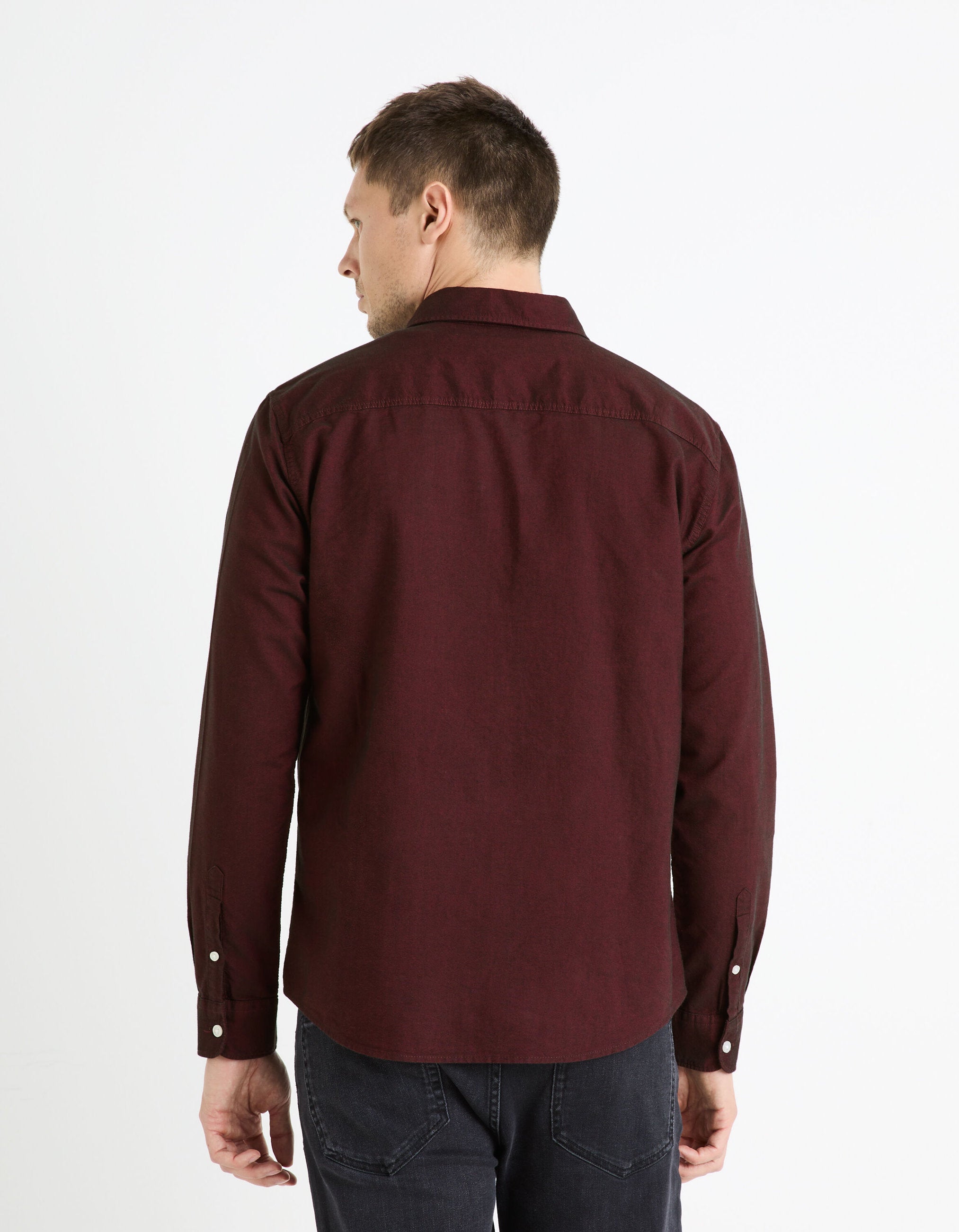 Regular Shirt 100% Oxford Cotton - Burgundy_DAXFORD_BORDEAUX_04