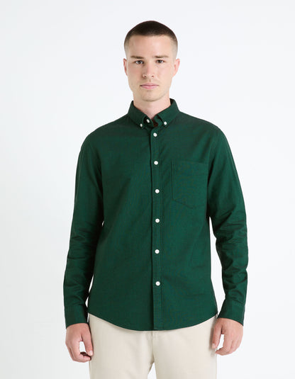 Regular Shirt 100% Oxford Cotton - Dark Green_DAXFORD_DARK GREEN_01