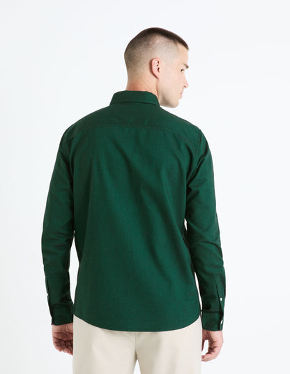 Regular Shirt 100% Oxford Cotton - Dark Green_DAXFORD_DARK GREEN_04