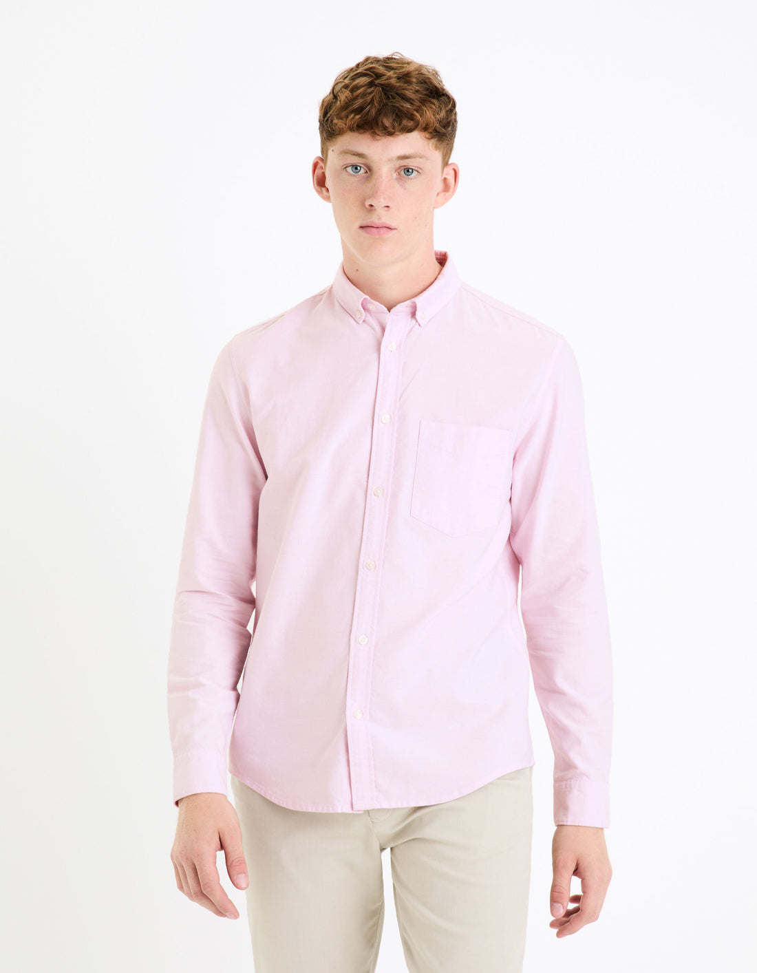 Regular Shirt 100% Oxford Cotton - Light Pink_DAXFORD_LIGHT PINK_01