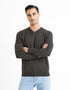 V-Neck Sweater 100% Cotton - Anthracite_DECOTONV_ANTHRA MEL_01