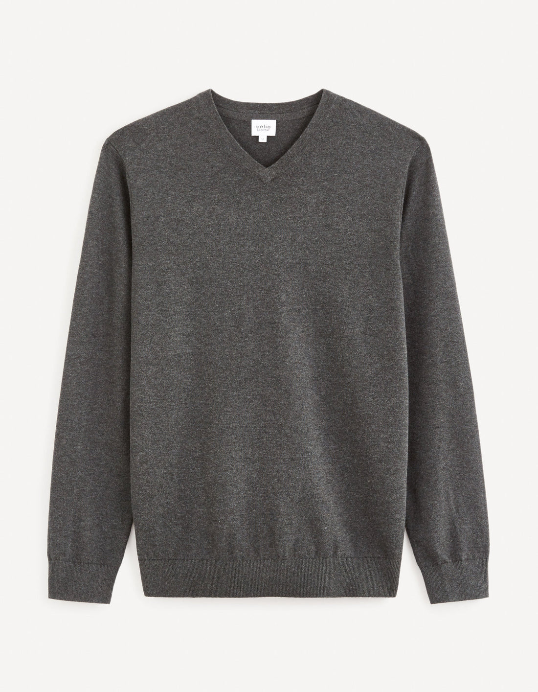 V-Neck Sweater 100% Cotton - Anthracite_DECOTONV_ANTHRA MEL_02