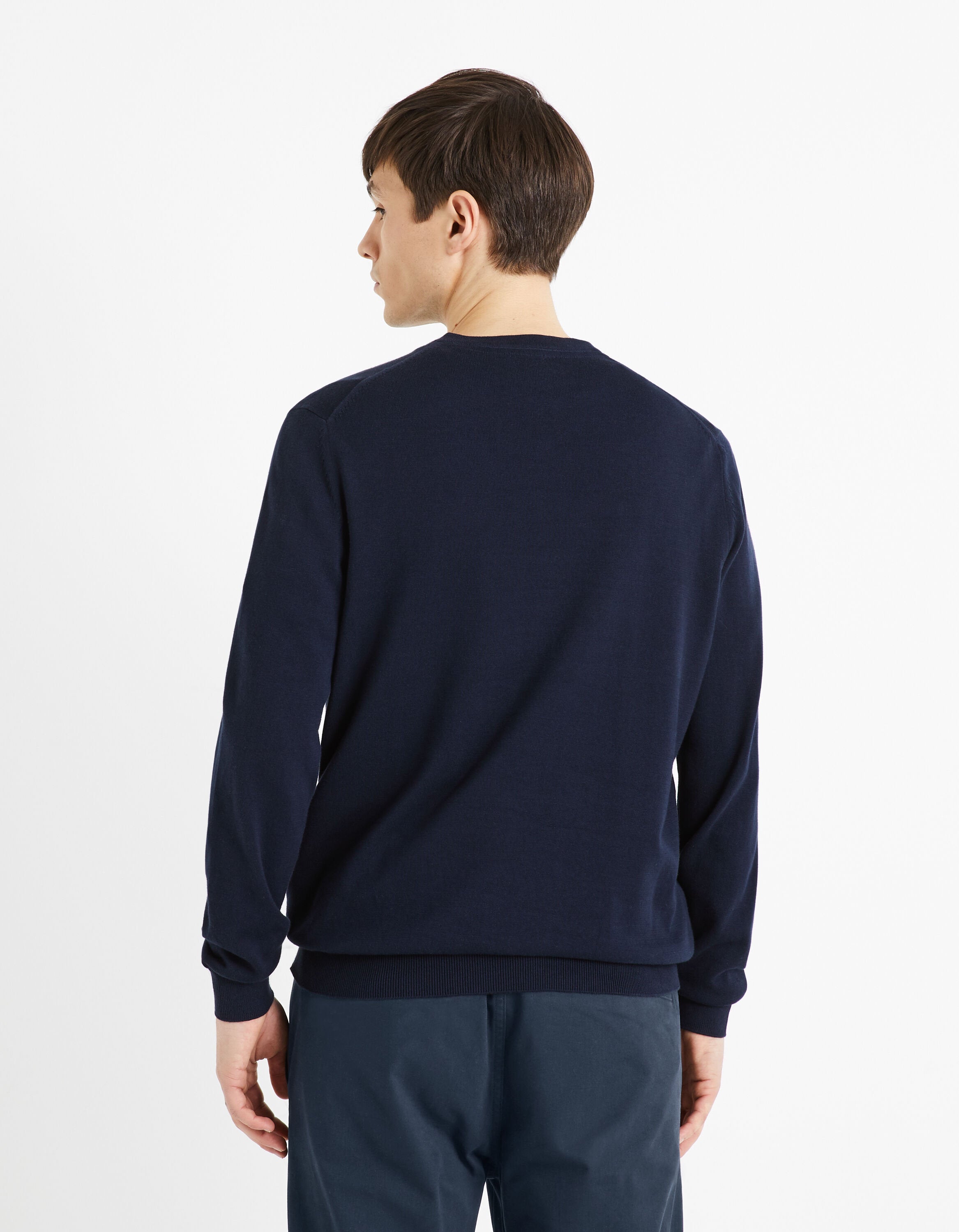 V-Neck Sweater 100% Cotton - Navy_DECOTONV_NAVY_04