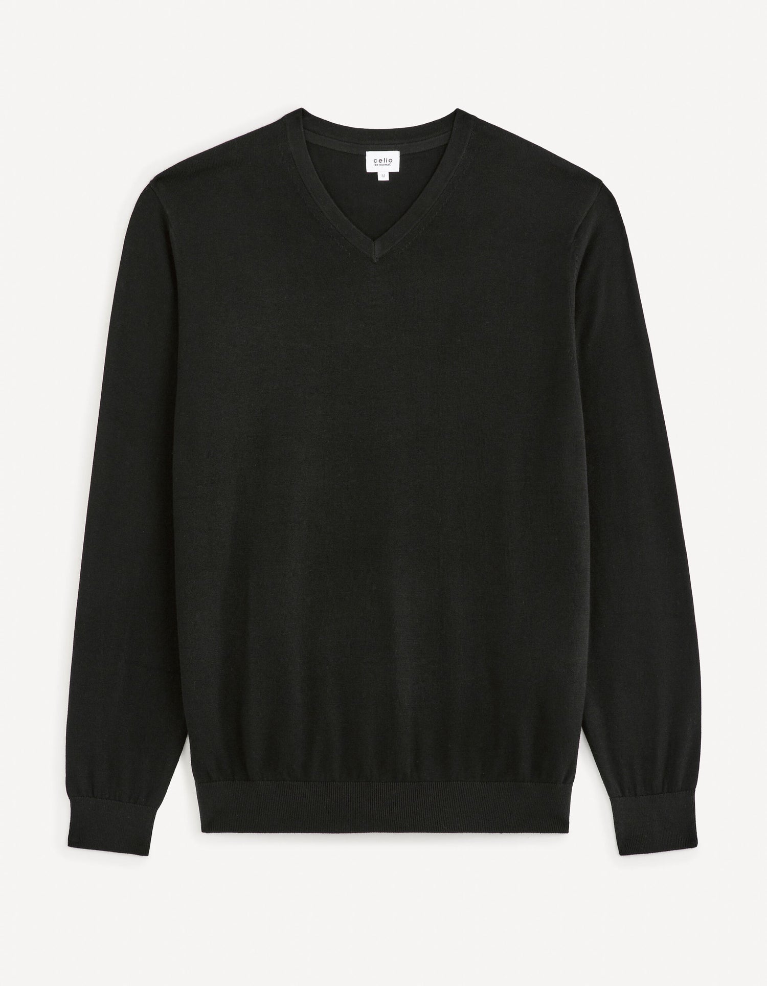 100% Cotton V-Neck Sweater - Black_DECOTON_BLACK_02