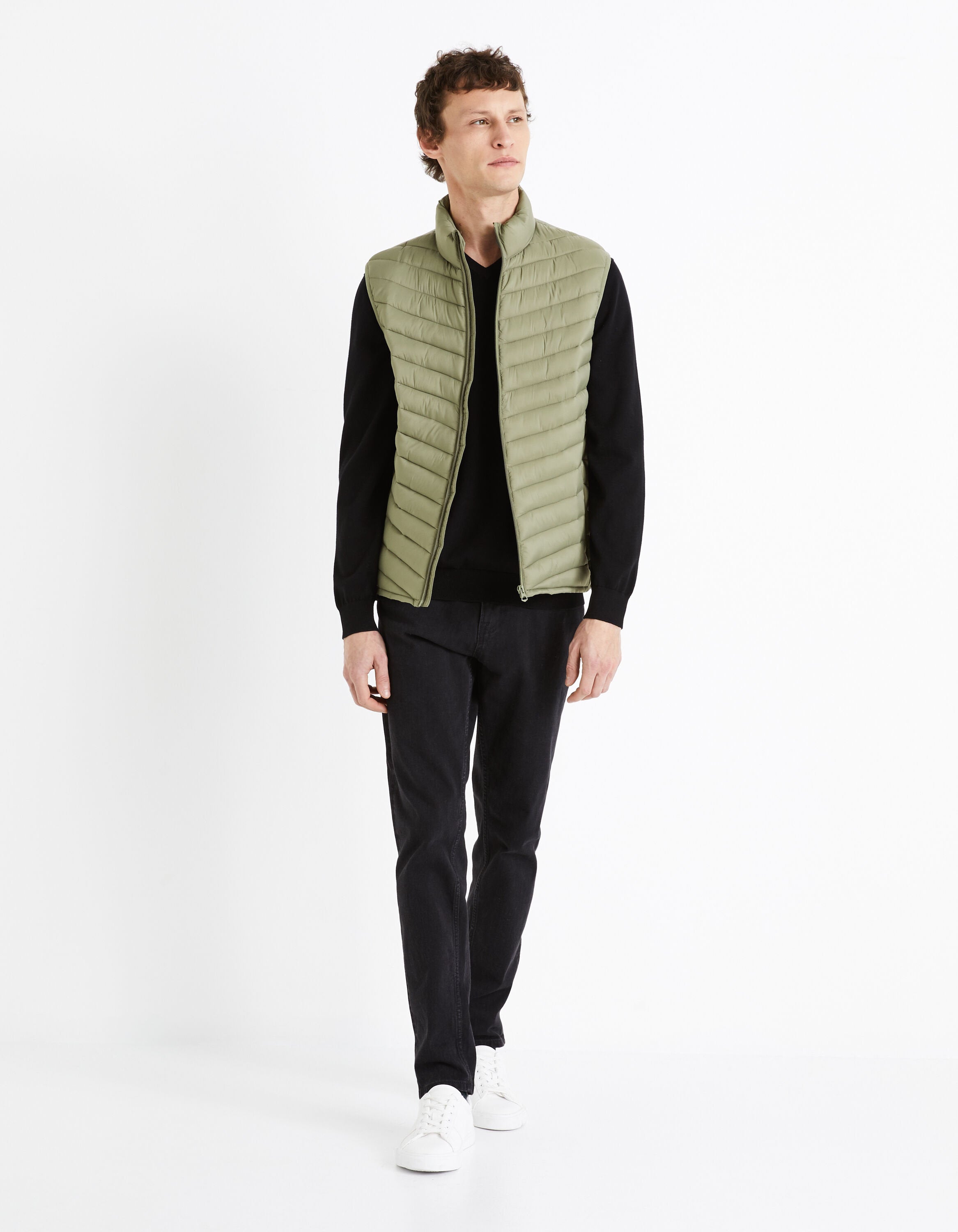 100% Cotton V-Neck Sweater - Black_DECOTON_BLACK_03
