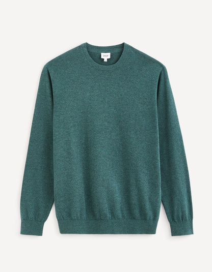 100% Cotton Round Neck Sweater - Green_DECOTON_GREEN MEL_02
