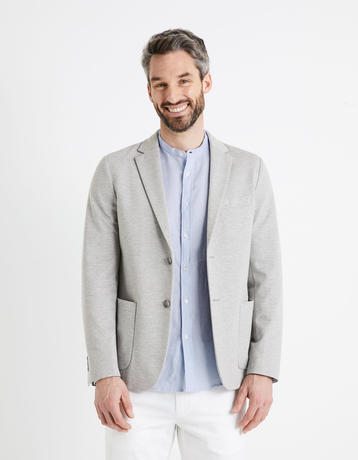 Jess Slim Knit Blazer - Grey_DUJESS1_GRIS CLAIR_02