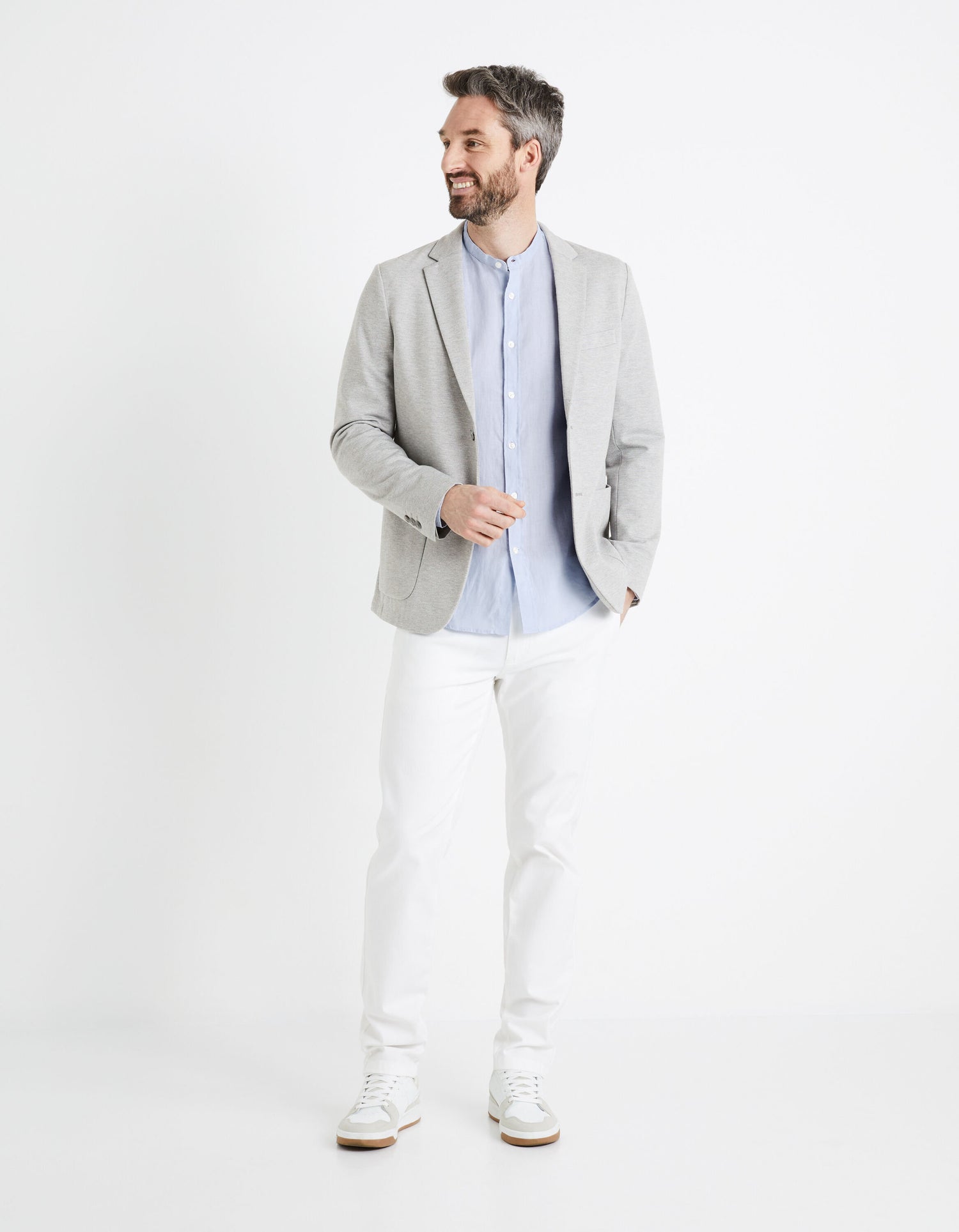 Jess Slim Knit Blazer - Grey_DUJESS1_GRIS CLAIR_03