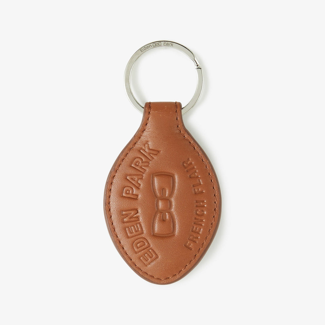 Brown Leather Keyring With Embossed French Flair Inscription Eden Park