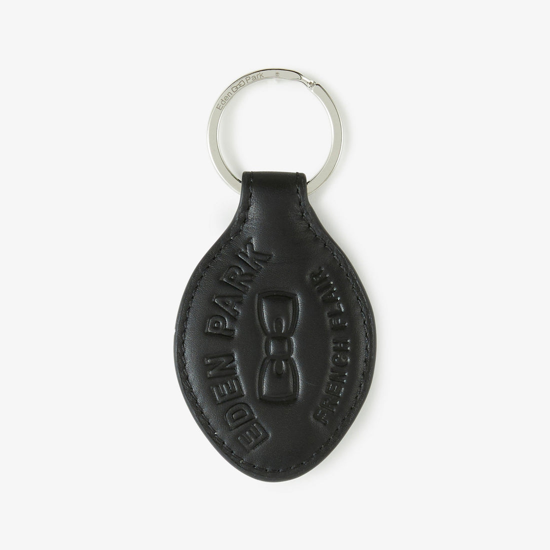 Black Leather Keyring With Embossed French Flair Inscription Eden Park