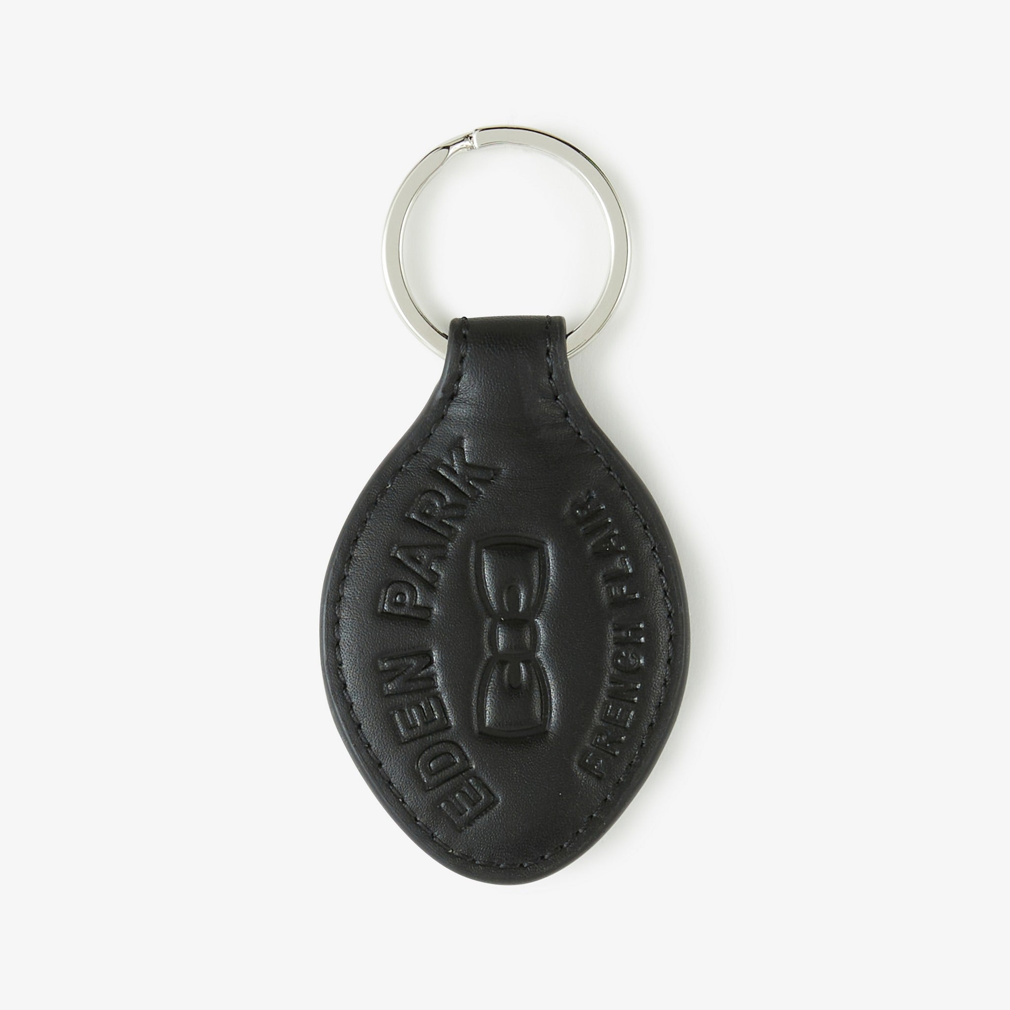 Black Leather Keyring With Embossed French Flair Inscription Eden Park
