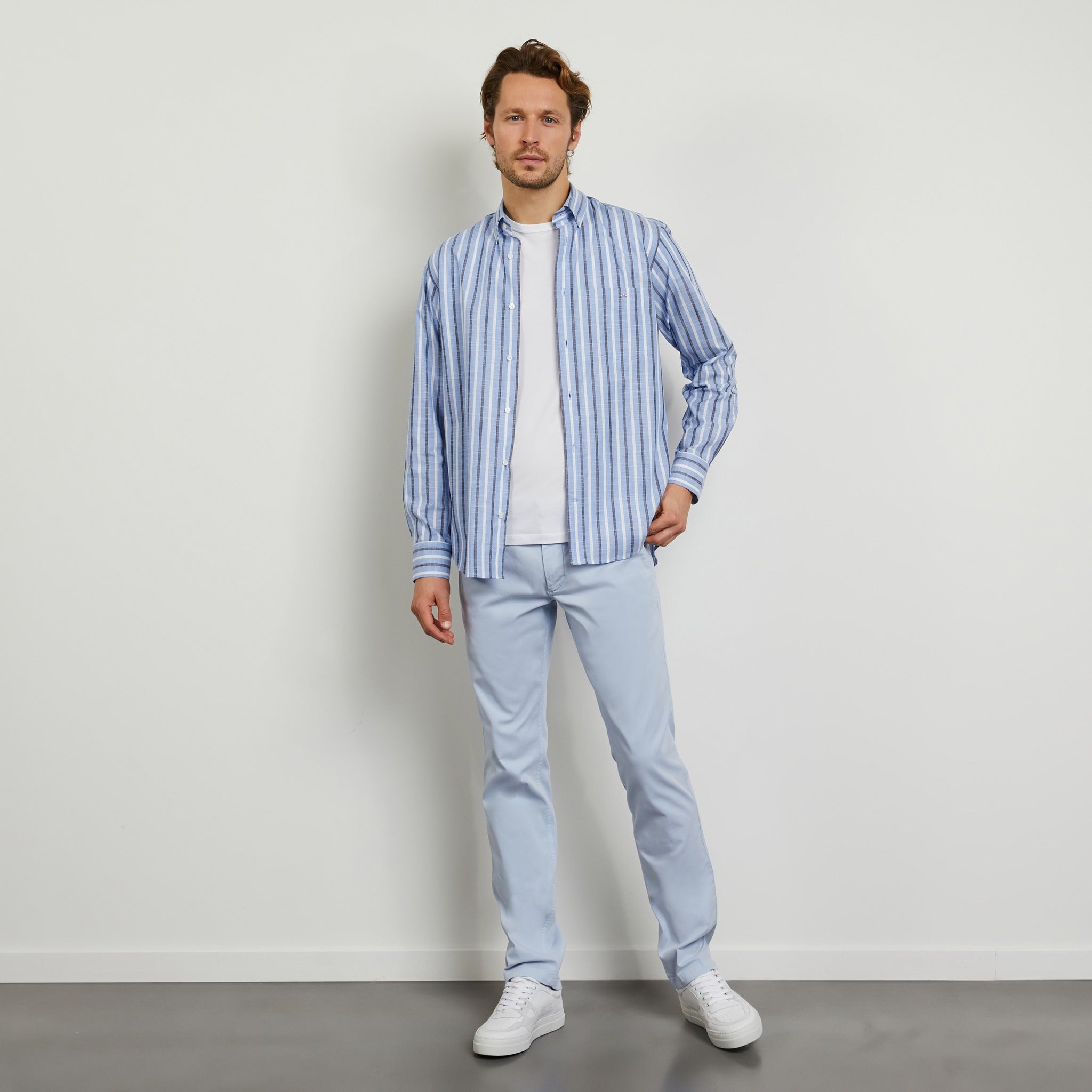 Blue Shirt With Bicolour Stripes