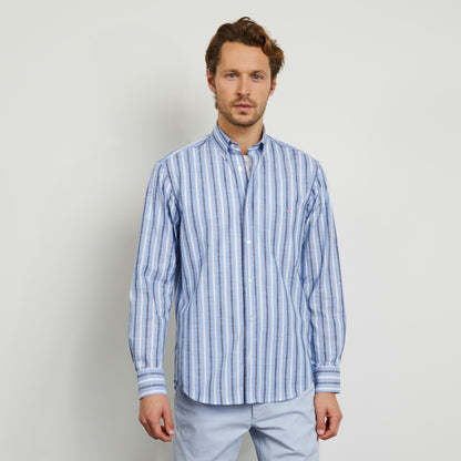 Blue Shirt With Bicolour Stripes