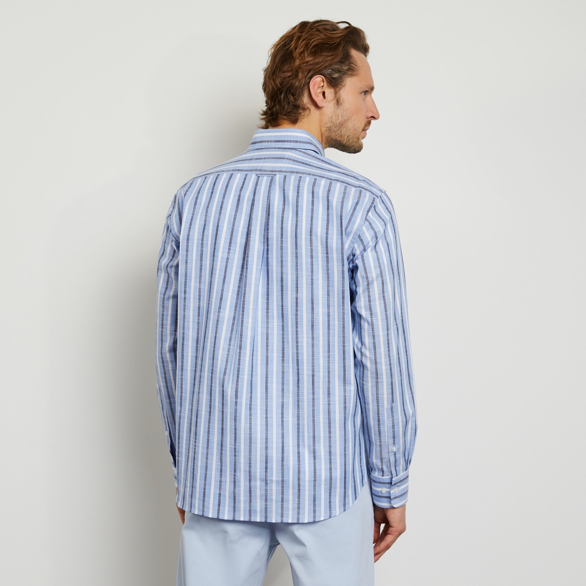 Blue Shirt With Bicolour Stripes