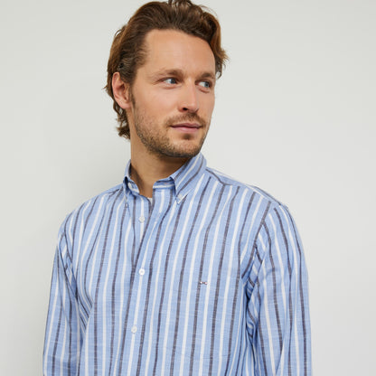 Blue Shirt With Bicolour Stripes