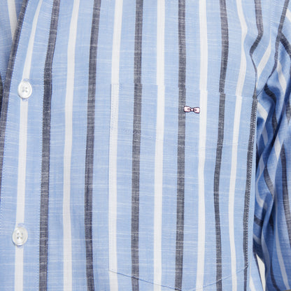 Blue Shirt With Bicolour Stripes