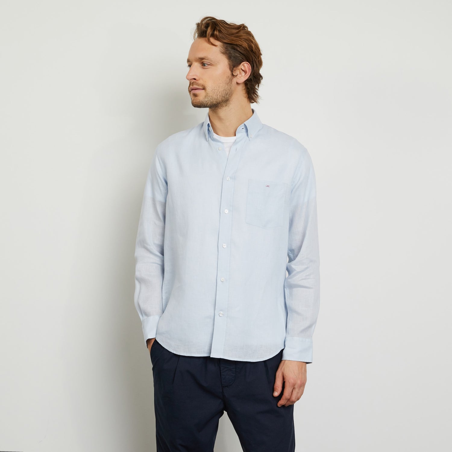 Plain Grey Linen Shirt