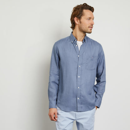 Plain Dark Grey Linen Shirt