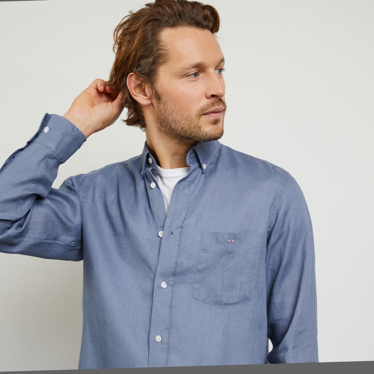 Plain Dark Grey Linen Shirt