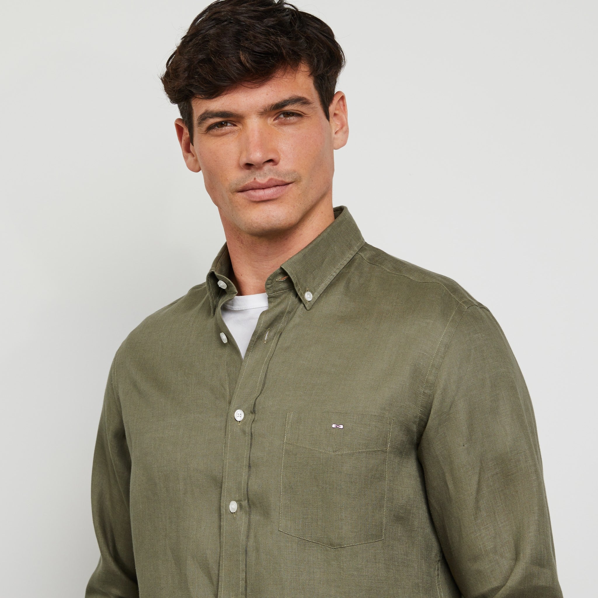 Plain Khaki Linen Shirt